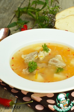 Lamb soup with rice and plum