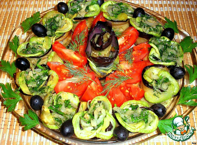 Appetizer of eggplant and zucchini