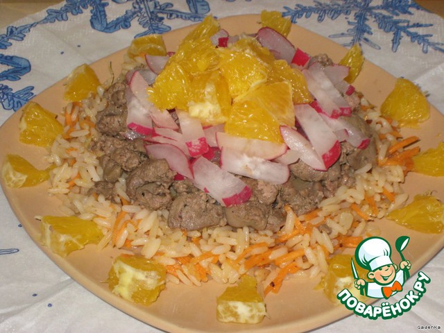 Salad with liver and oranges 