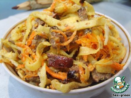 Salad of chicken liver with mustard