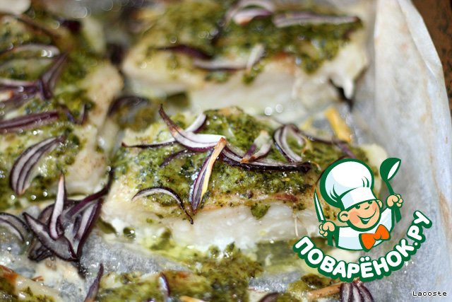 Cod with pesto sauce