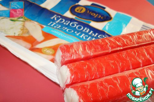 Appetizer of crab sticks