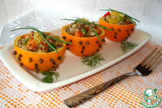 The mushroom salad with oranges