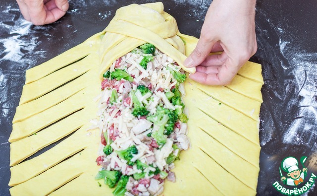 Chicken pot pie, ham and broccoli