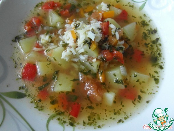 Rice soup with winter tomatoes