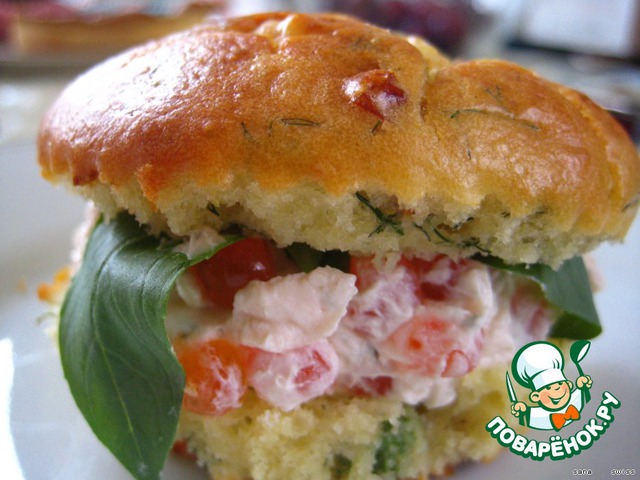 Shrimp muffins with cream cheese frosting