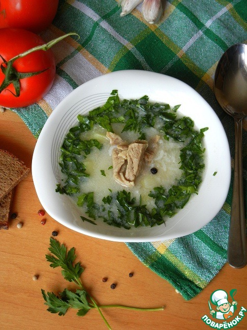 Soup with beef and waving