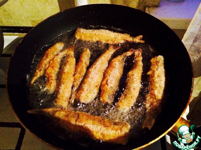 Capelin stuffed in a crispy coat