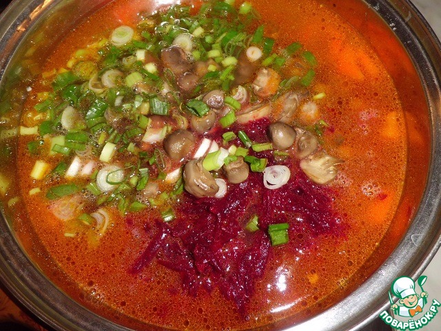Soup with beetroot and pearl barley