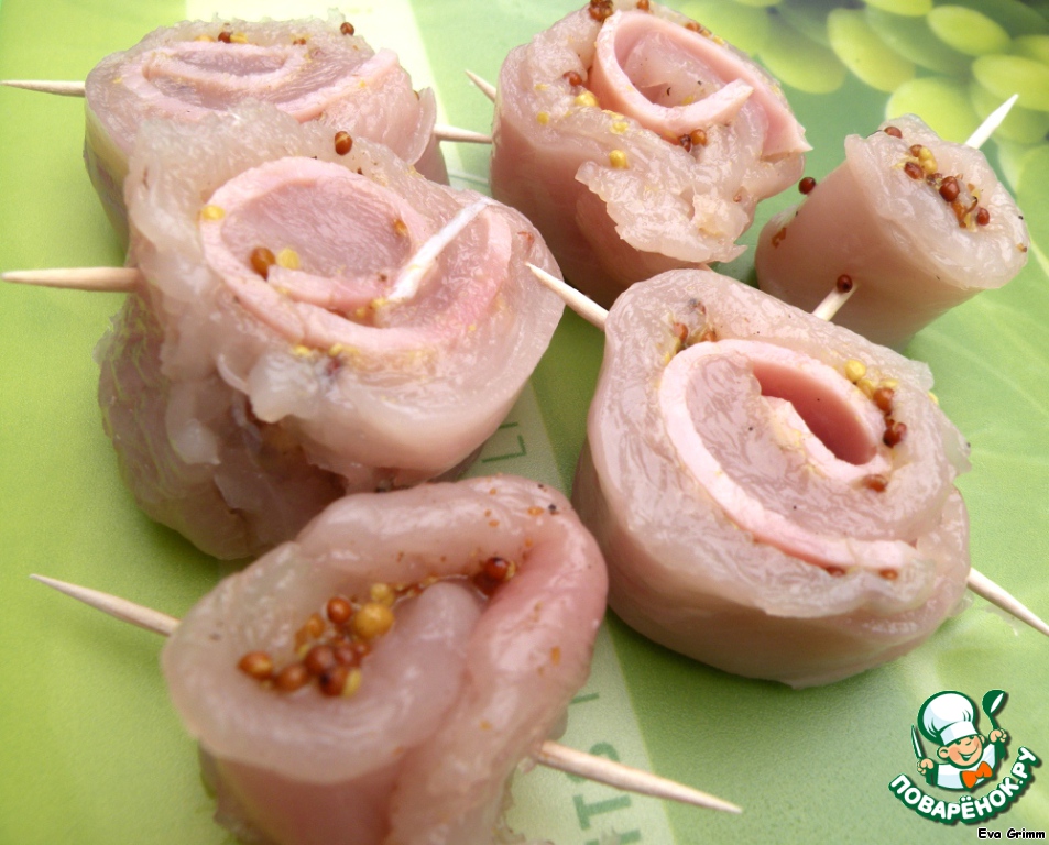 Chicken snails with ham