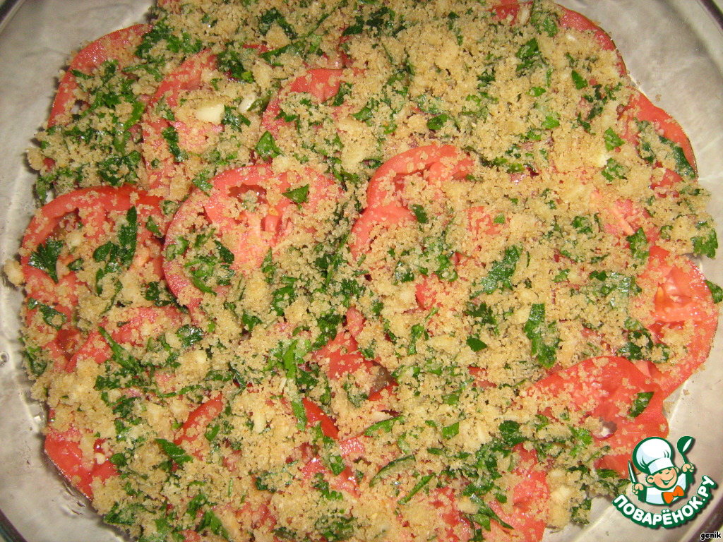 Flavorful tomatoes, baked in a bread crust