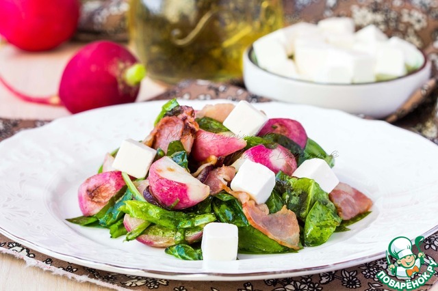 Warm salad of roasted radishes and bacon