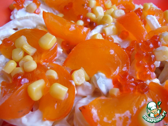 Salad with persimmon and squid orange
