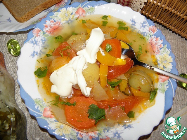 Овощной слоеный суп 