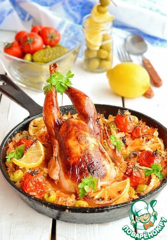 Chicken baked with cabbage stew