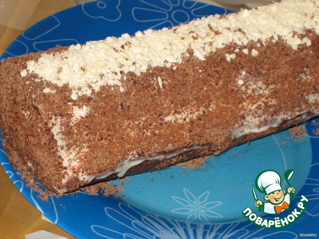 Roll the chocolate banana with cream cheese frosting