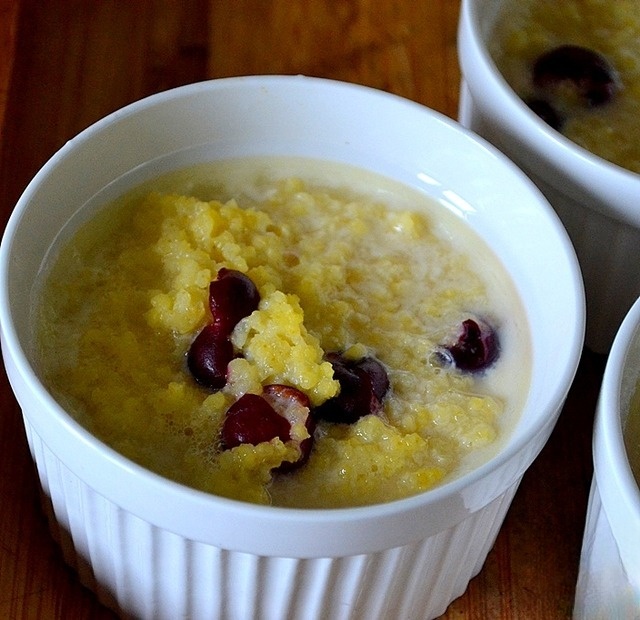Millet casserole on yogurt with berries