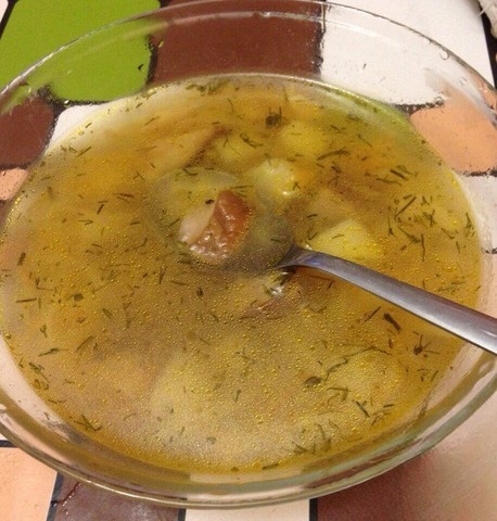 Mushroom soup with noodles