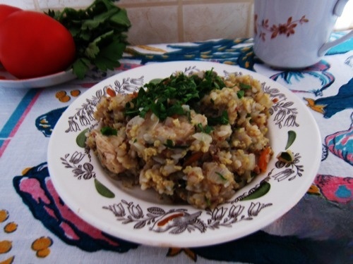 Пшенно-гречневая каша с курицей
