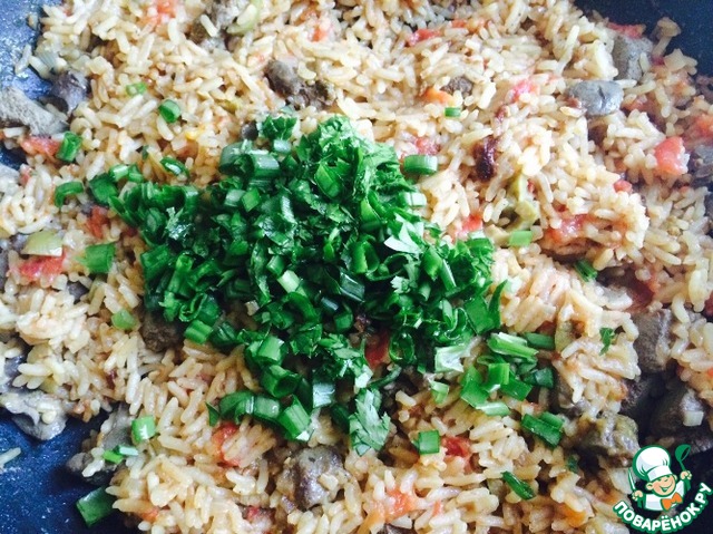 Quick liver with rice and tomatoes