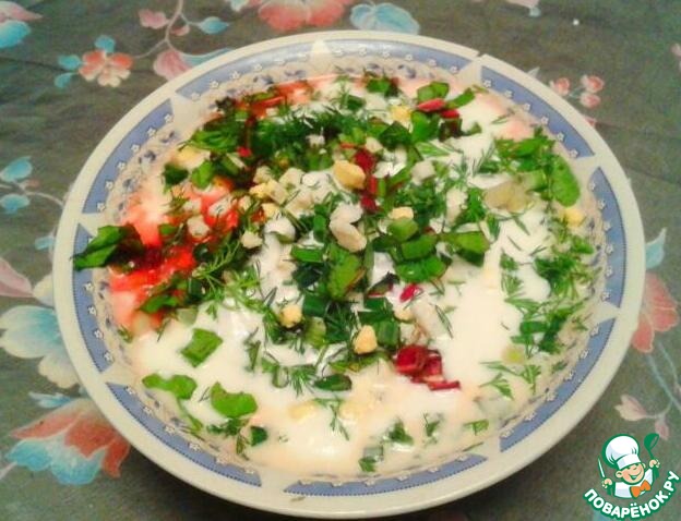 Fish okroshka on yogurt