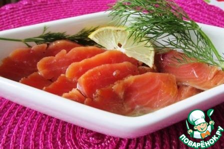 Salted salmon in a honey marinade