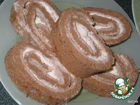 Chocolate roll with ice cream