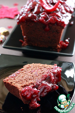 Chocolate cupcake with cherries and chili