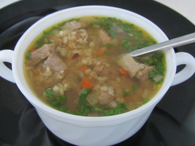 Soup from mutton with spelt