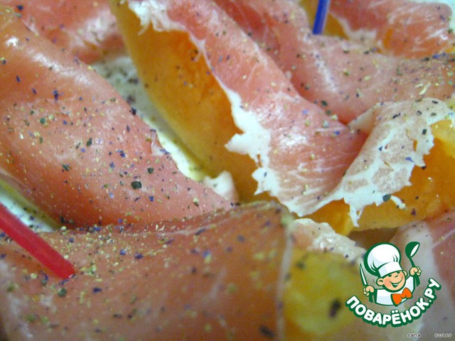 Appetizer of cured meats with melon