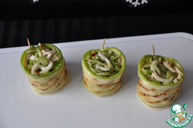 Appetizer of zucchini with squid