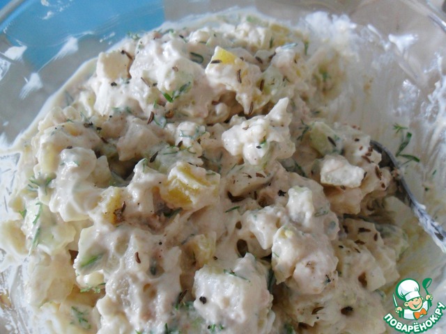 Salad with cod liver