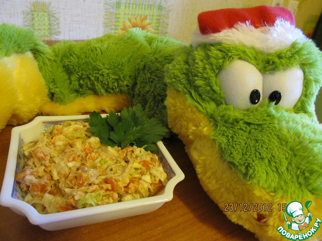 Salad with cod liver