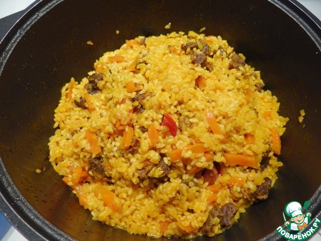 Golden pilaf on carrot juice (mayjun burns)