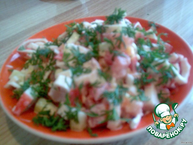 Light salad with crab sticks