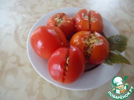 Tomatoes stuffed with salted