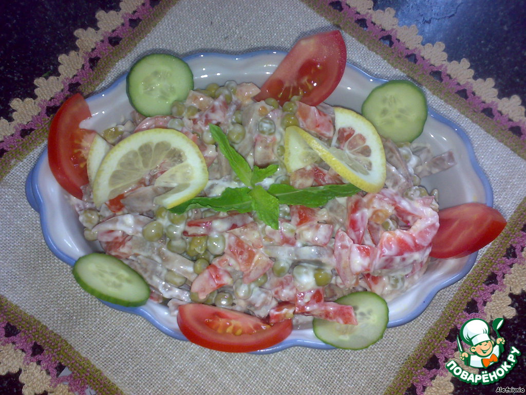 Salad with tongue 