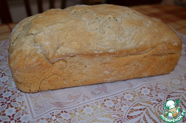 Homemade bread without kneading in the leaven