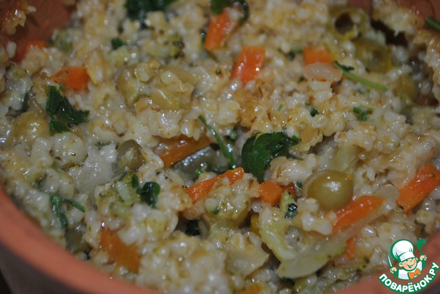 Wheat porridge with vegetables