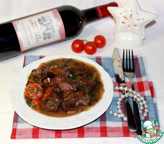 Veal stewed in red wine