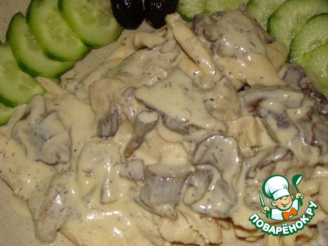 Chicken in cream sauce with mushrooms