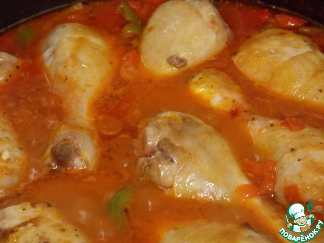 Braised chicken legs with peppers