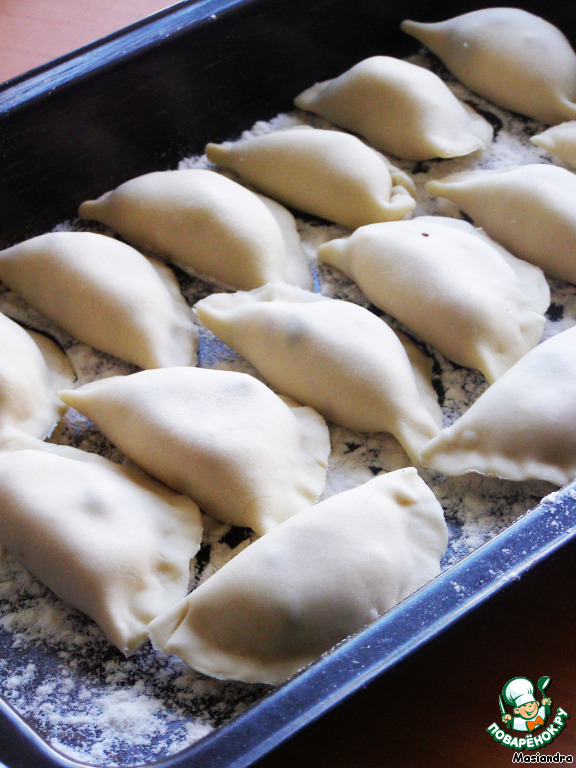 Dumplings with cottage cheese and blackcurrant