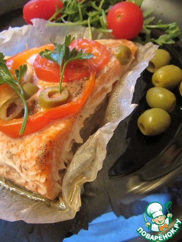 Fish baked in parchment