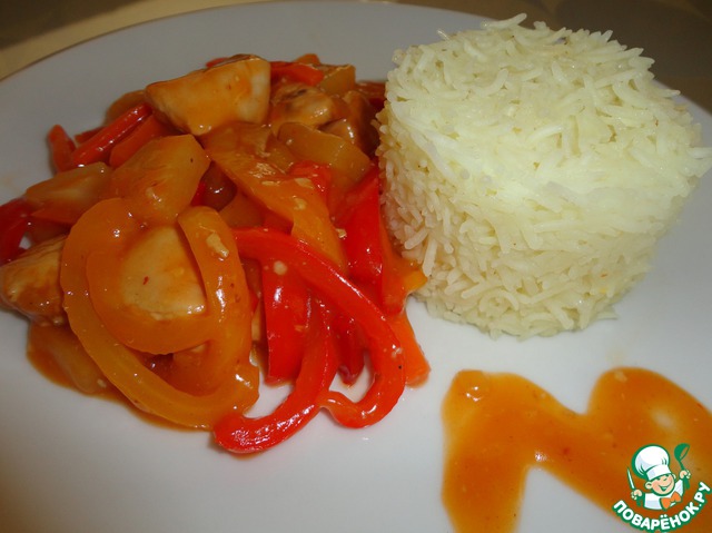 Chicken Chinese style with basmati rice