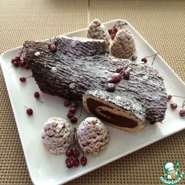 Christmas log with chestnut cream