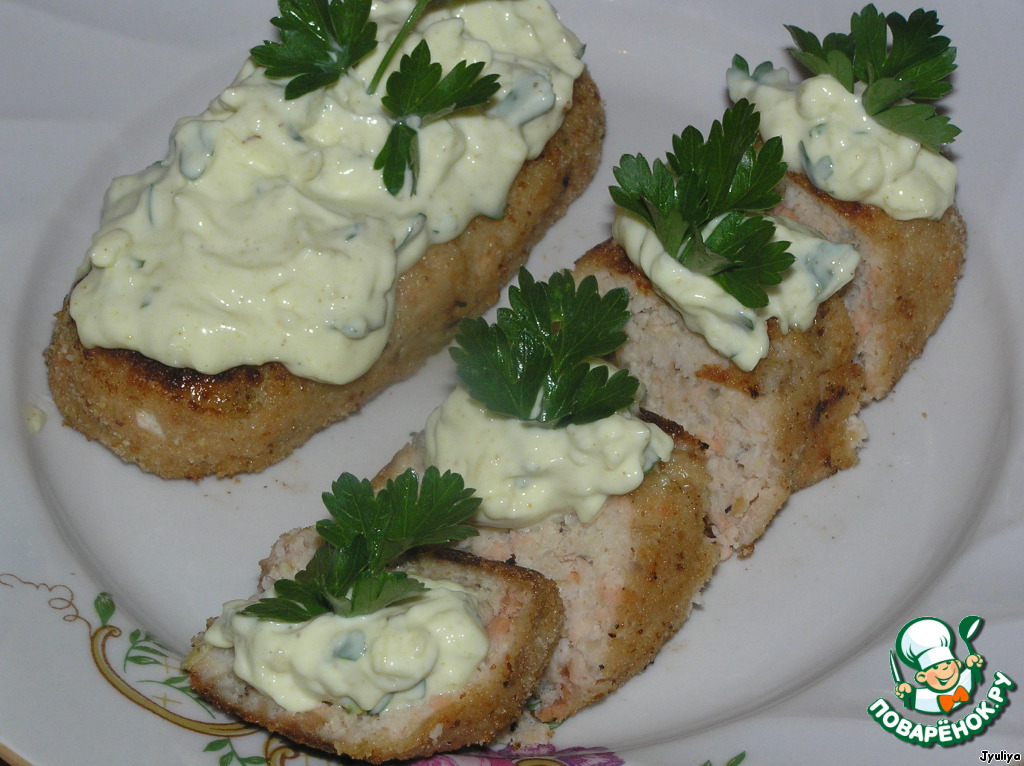 Fish sticks with the milk-cheese sauce