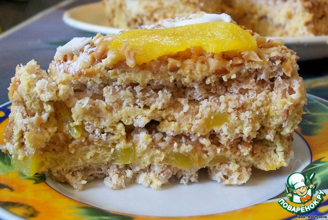 Almond cake with peaches