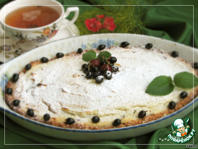 Cherry tart with cheese souffle