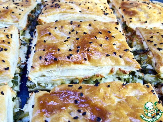 Puff with Adygei cheese and herbs